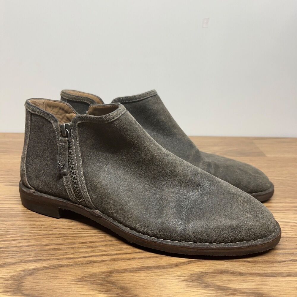 Trask Aubrey Ankle Boots Women's Size 9.5 Suede Double Zip Vibram Sole‎